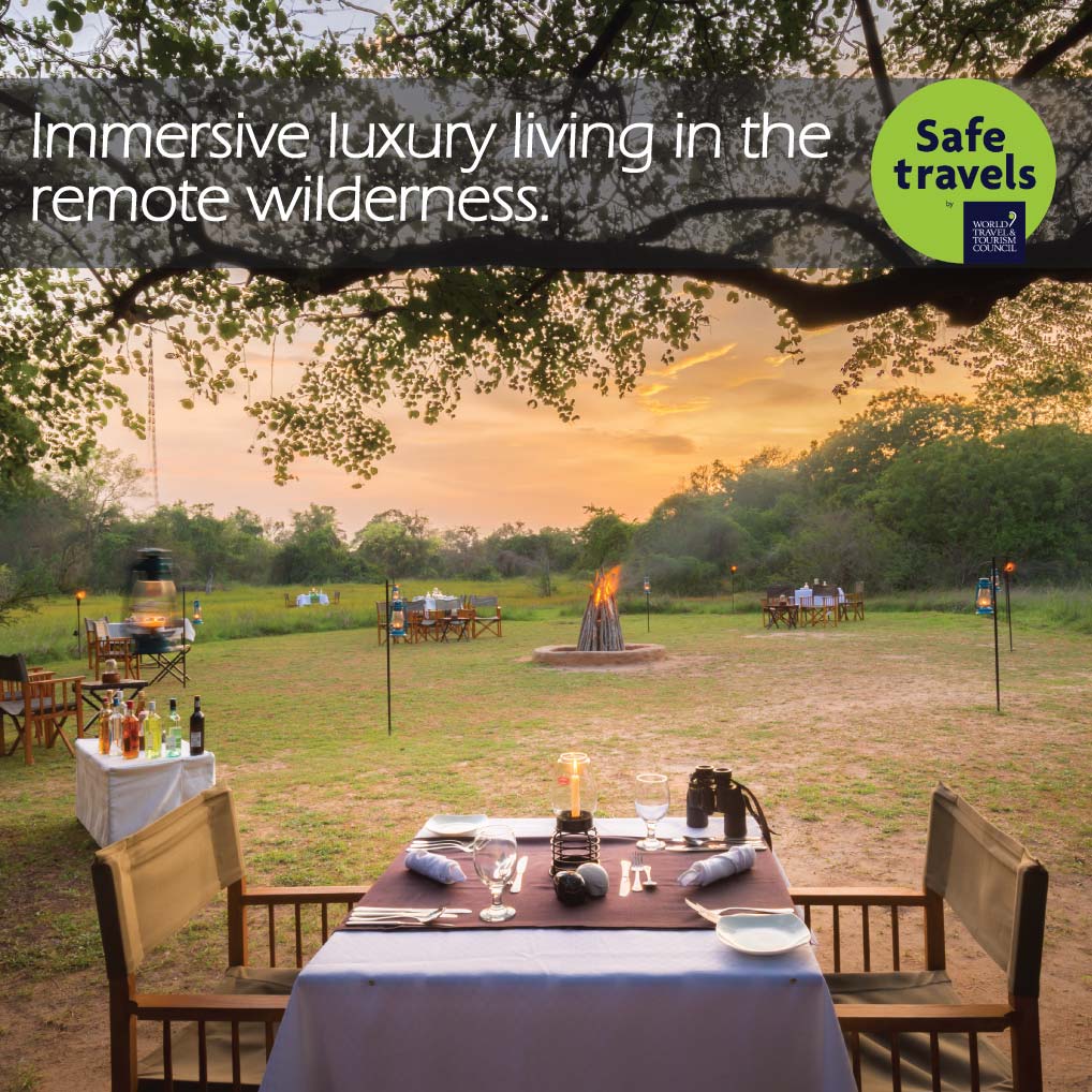 Table setting for dinner at campsites 