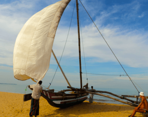 A sailboat at Negombo in Sri Lanka 