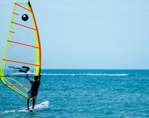 a person windsurfing in Sri Lanka 