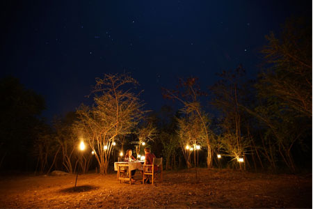 table setup for dinner at campsites 